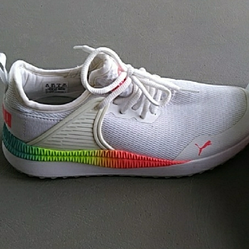 Puma Pacer Next Cage White and Rainbow Women's Sneakers Size 8 - Picture 4 of 10